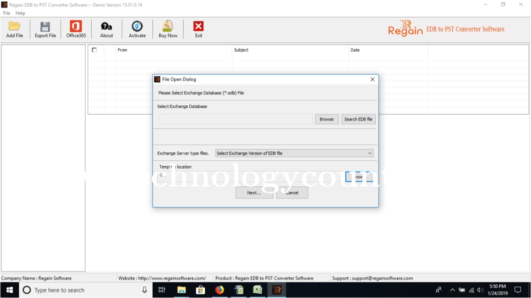 Regain EDB to PST Converter Screenshots